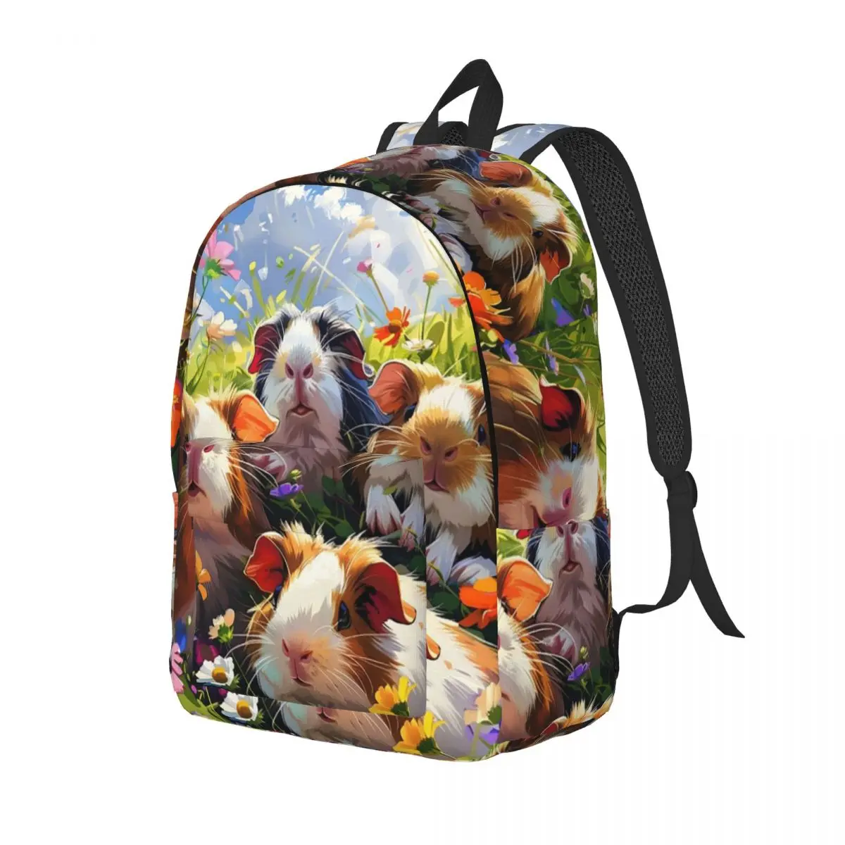 Guinea Pig Family In Wildflowers Student Backpack School Bag Hiking Travel Daypack for Men Women Bookbag Shoulder Bags