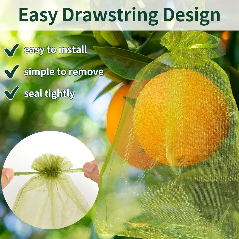 Fruit Protection Netting Bags Plant Grow Bags Garden Anti-Bird Mesh Pouch Fruit Vegetable Grape Drawstring Bag Cover Garden Tool