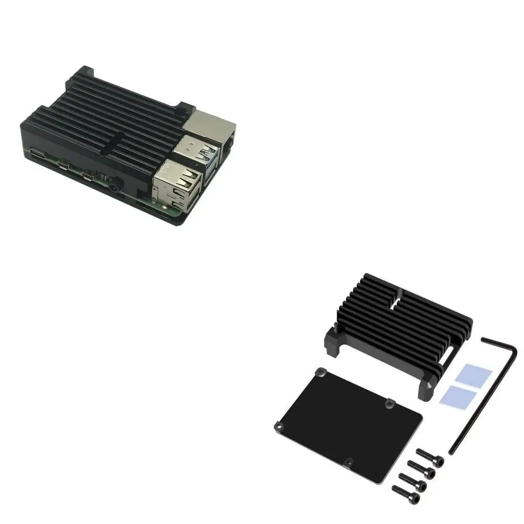 

652F 4B Armors Case Aluminium Alloy Shell Double Fan Cooling Heatsink for Raspberry Pi4B Optimals Heat Dissipation
