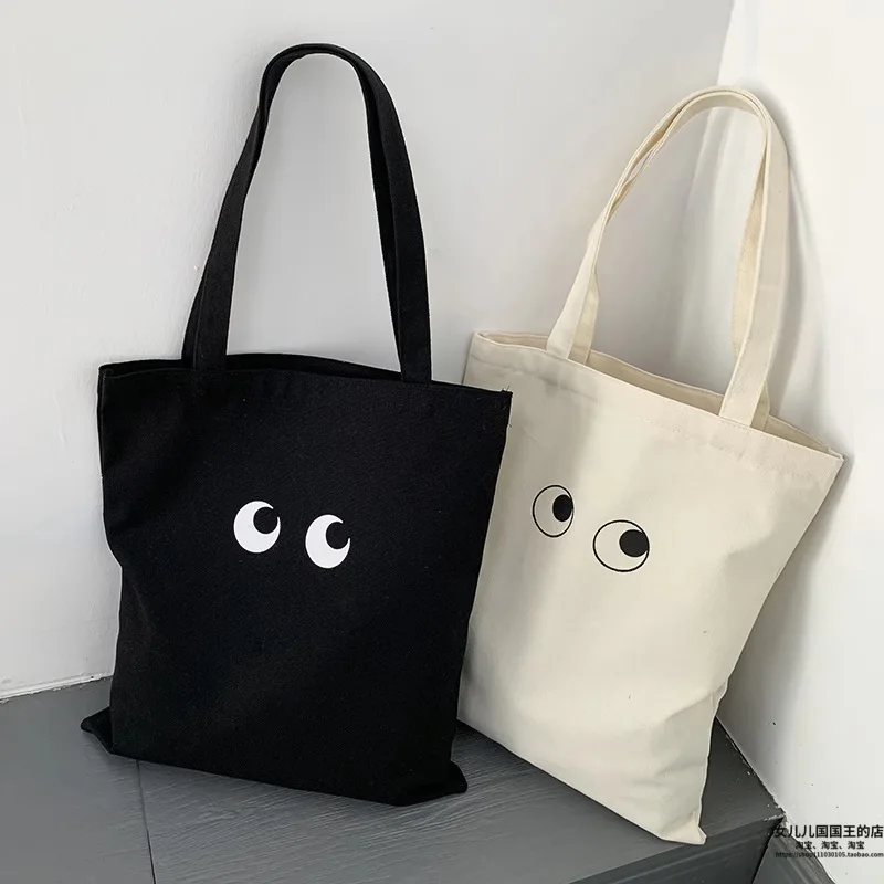 

Summer Simple Alphabet Portable Canvas Shoulder Bag Casual Cloth Snack Shopping Computer School Bag Women bags for women