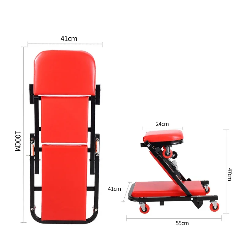 40-inch Auto Foldable Repair Bench Deformable Folding Lying Board Auto Stool Automotive Mechanical Workshop Maintenance Chair