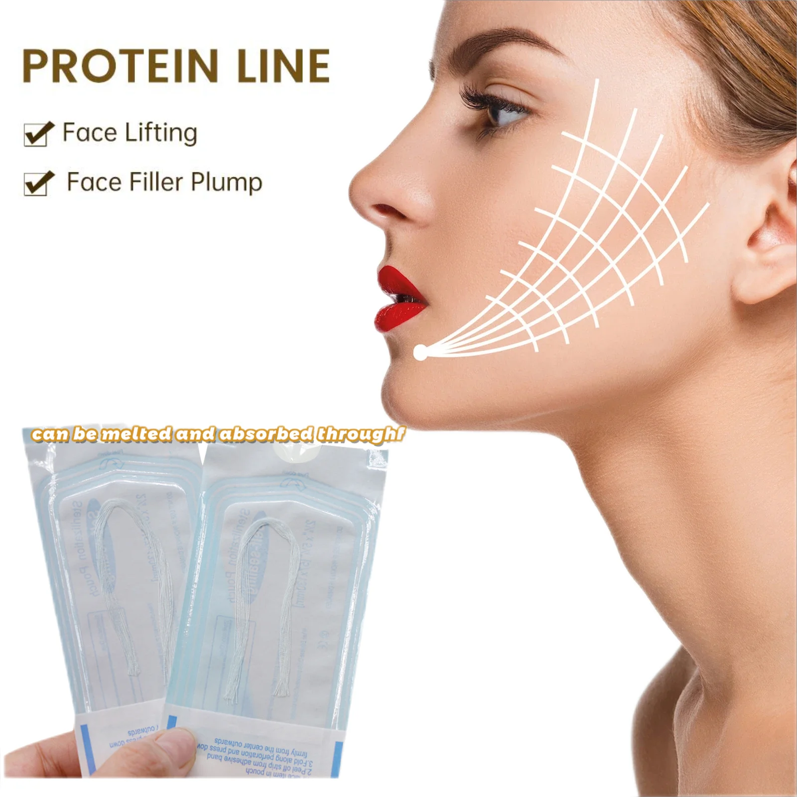 

60/120pcs 24K Gold Protein Line Absorbable Anti-wrinkle Face Filler Firming Fade Fine Lines Collagen Thread Anti-Aging Serum
