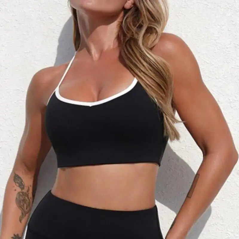 

Women S Yoga Bra Color Block Slim Fit Quick Dry Barely There Feel Fiess Backless Sports Top