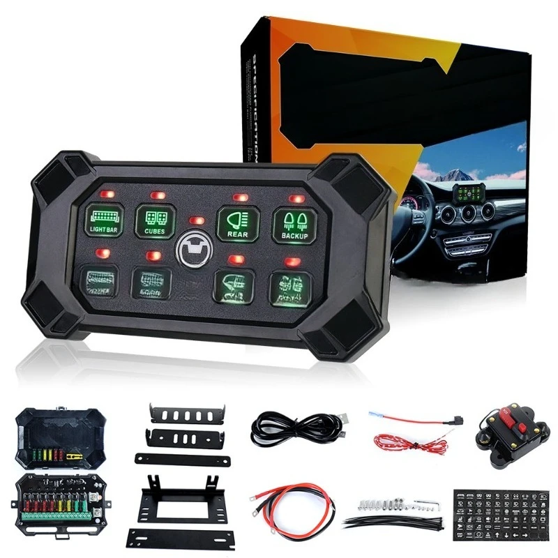 8‑Gang Universal Touch Control Switch Panel Wireless Remote Control Keyboard For RV Jeep Yacht Car Modification