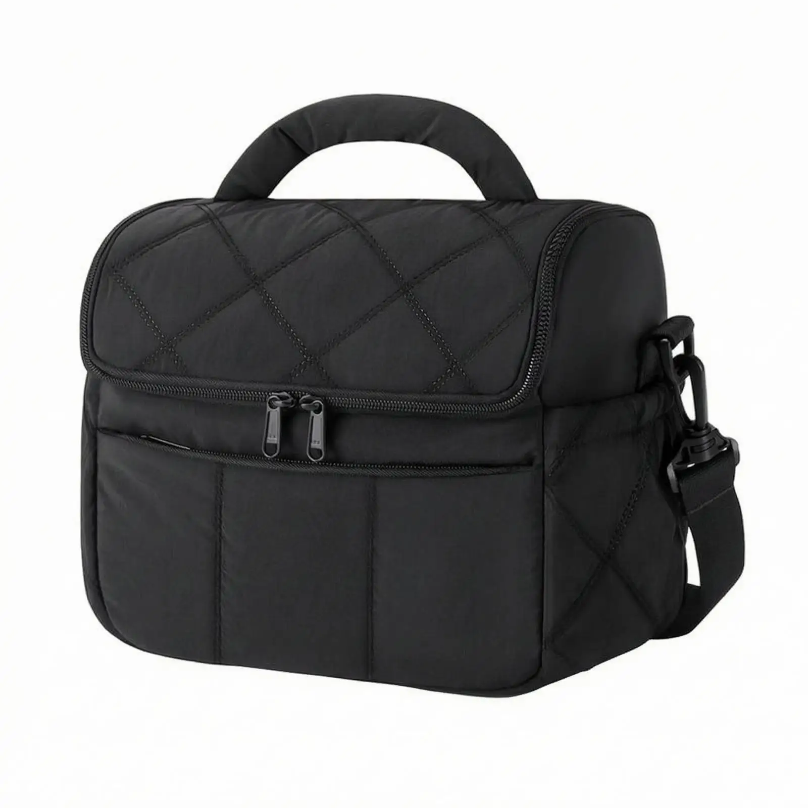 Women Quilted Insulated Lunch Bag with Zipper Closure Compact Meal Tote for Food Storage Airtight Container for on the Go