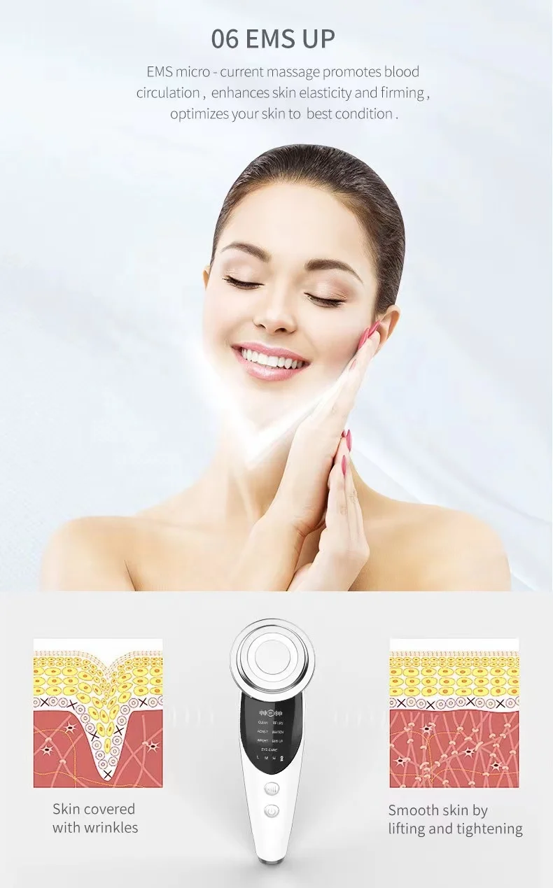 Biblioteca intelligente Massaggiatore facciale professionale Dispositivo facciale a microcorrente Dispositivo facciale leggero di sollevamento domestico adatto per il collo