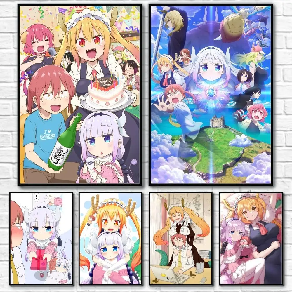 

Miss Kobayashi D-Dragon Maid Poster Home Living Bed Room Bar Hallway Sticky Wall Art Printing Waterproof Aesthetic Decor