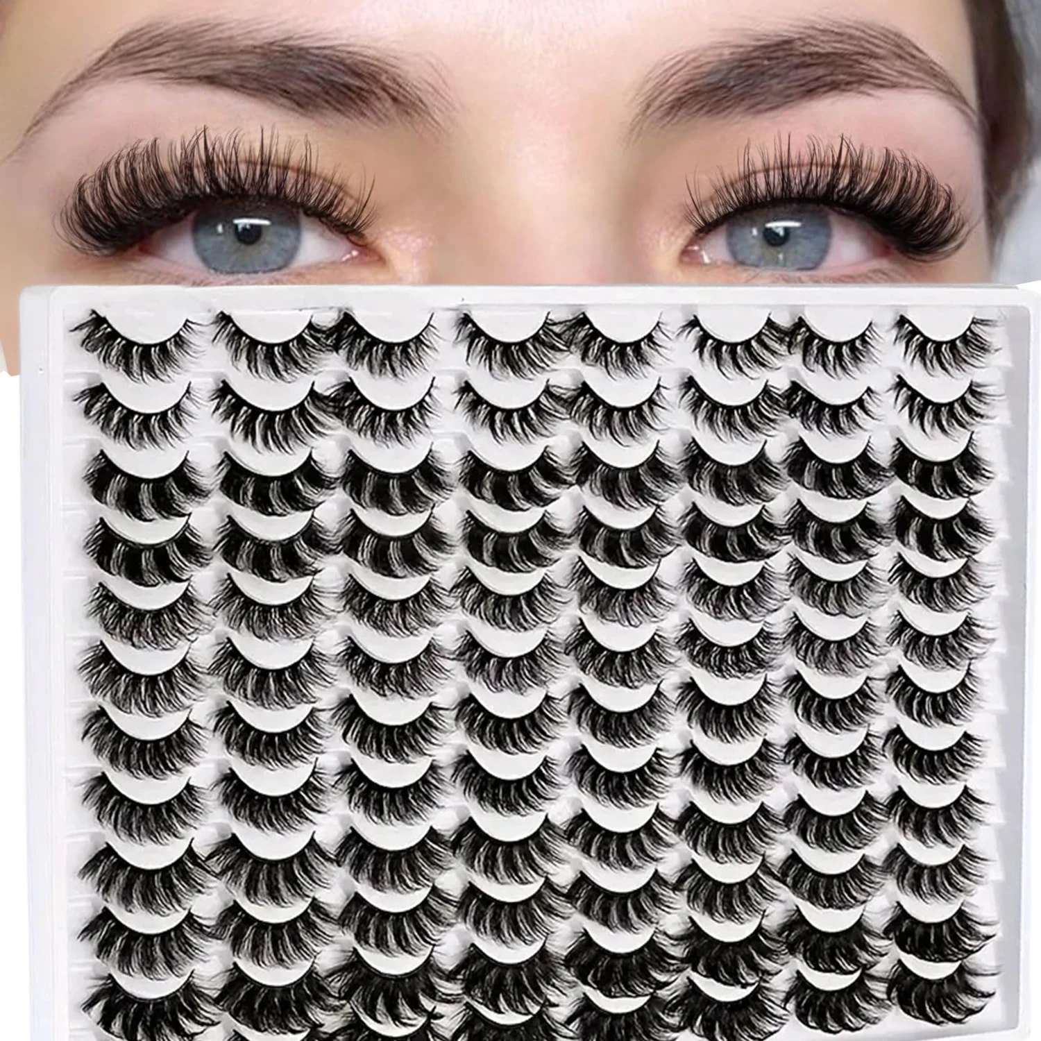 48 pares de 6 estilos de cílios postiços misturados 5D cílios postiços encaracolados, grande capacidade e reutilizáveis, criando uma maquiagem perfeita