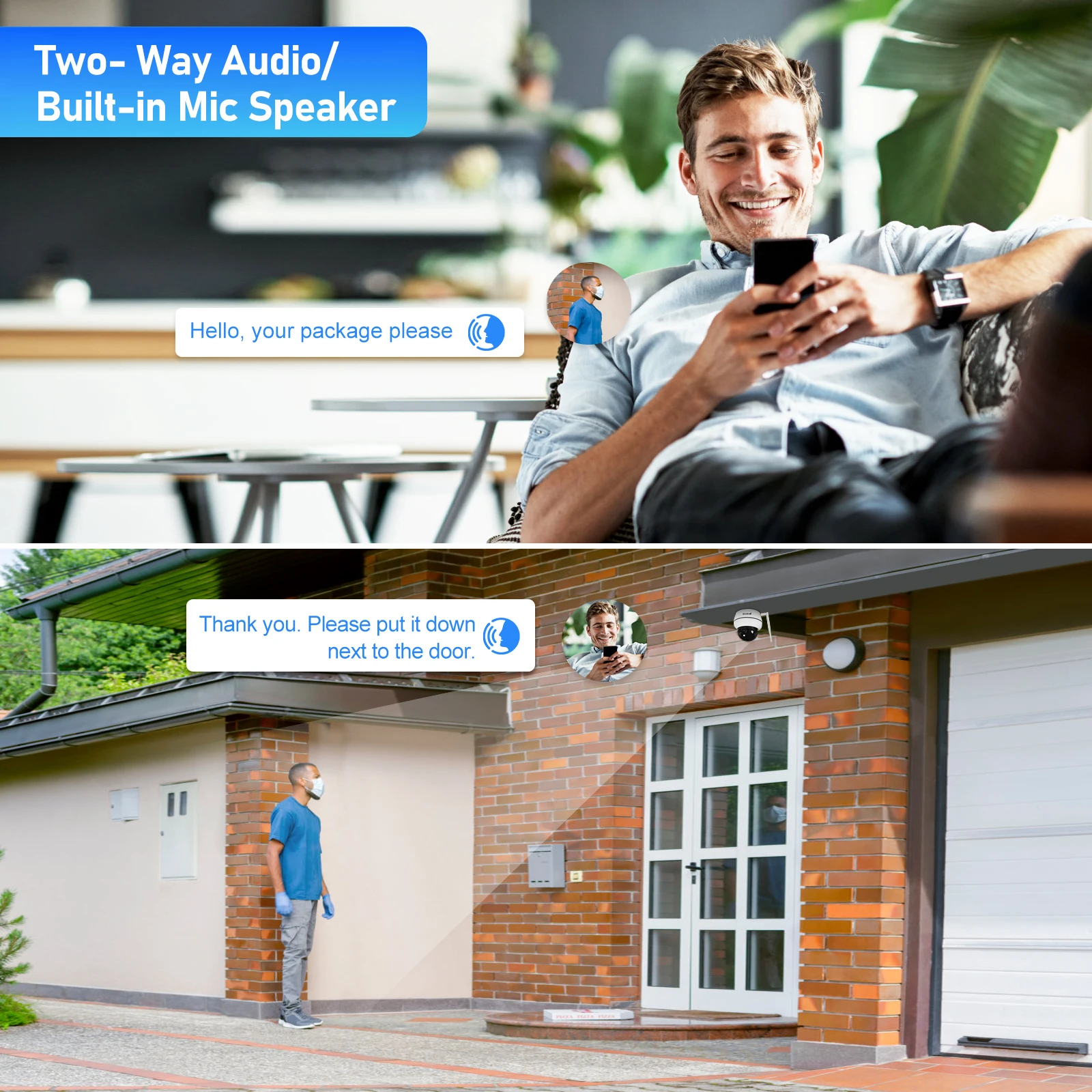 กล้องวงจรปิดไร้สาย JideTech 5MP แบบ PTZ พร้อมช่องใส่การ์ด SD ในตัว (รองรับสูงสุด 256GB) ฟังก์ชันตรวจจับมนุษย์และติดตามอัตโนมัติ