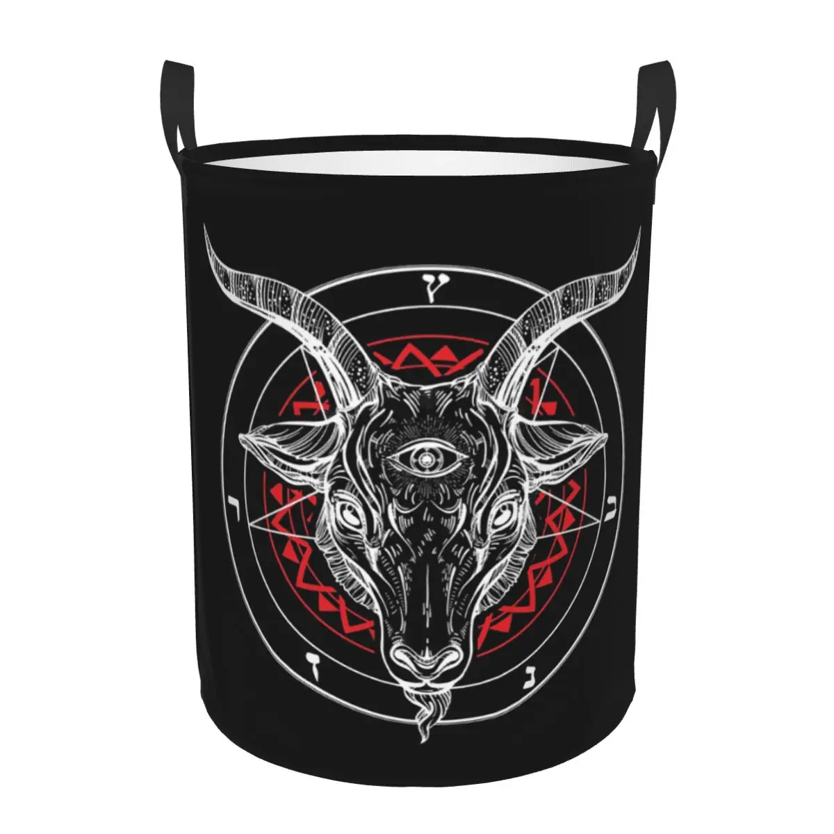 

Satanic Goat Baphomet Circle Satan Symbol Lucifer Devil Foldable Laundry Baskets Dirty Clothes Home Organizer Large Box For Home