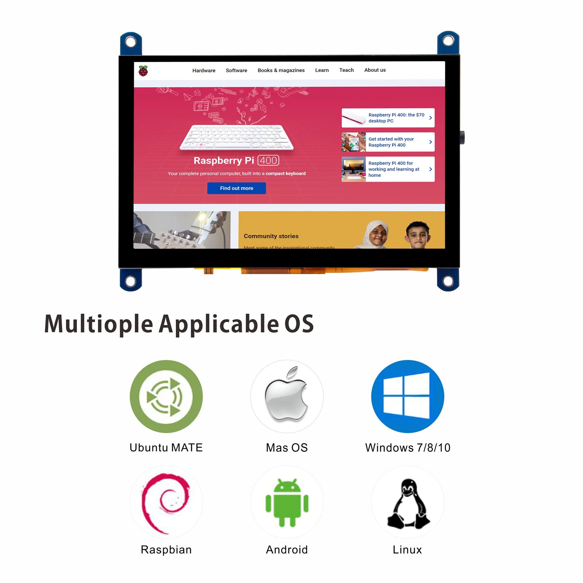 OSOYOO 5 Inch HDMI Capacitive Touch Screen for Raspberry Pi 4 Banana Pi PC and Devices Compatible with Windows 10 8 7 Raspbian U