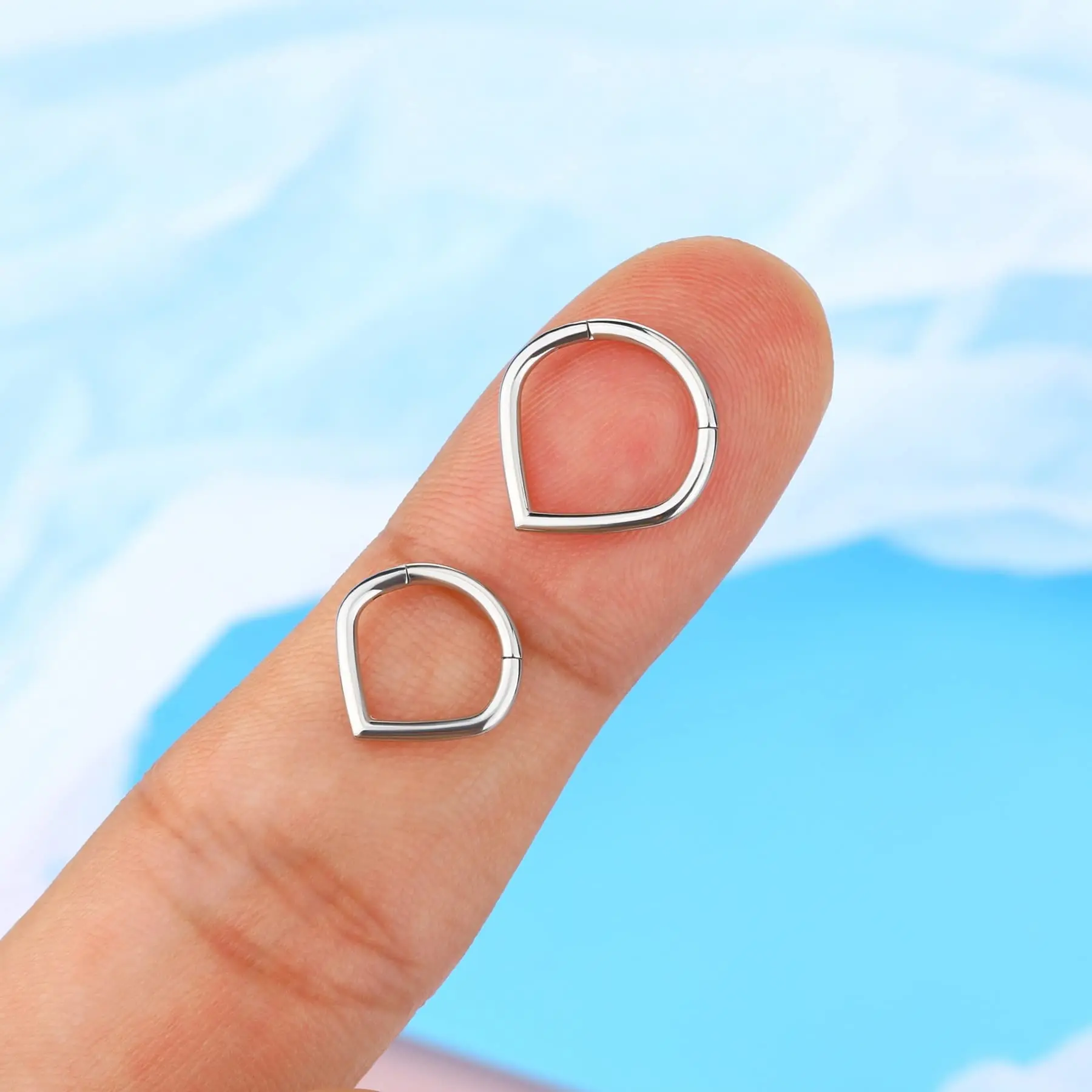 Heart Hinged Nose Ring Hoop in Titanium