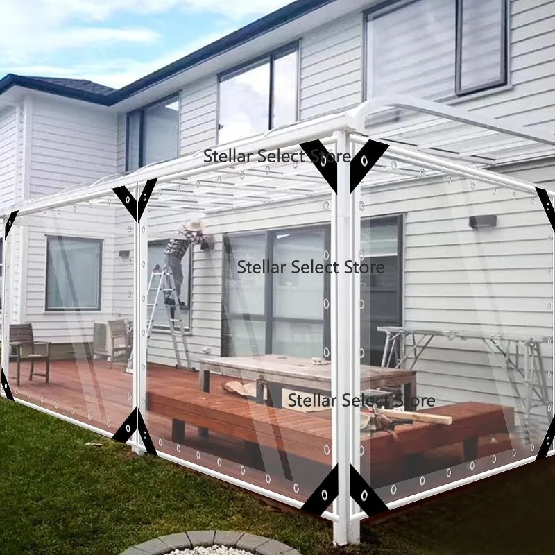 Consult before placing an order Waterproof Transparent PVC Tarpaulin with Eyelets Weatherproof Durable Canopies