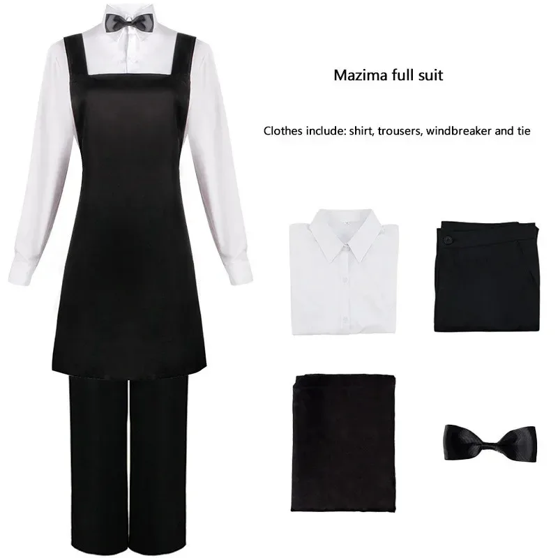Kobeni Higashiyama Cosplay Costume Anime Chainsaw Man Season 2 Black Wig Hairpins Waiter Waitress Uniform Devil Hunter Ou YTc;3.
