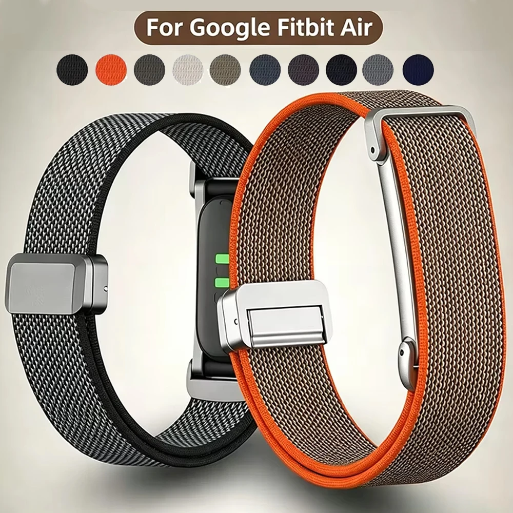 Advanced Nylon Woven Watch Strap For Google Fitbit Air Magnetic Buckle Replacement Band+Metal Protective Frame For Fitbit Air
