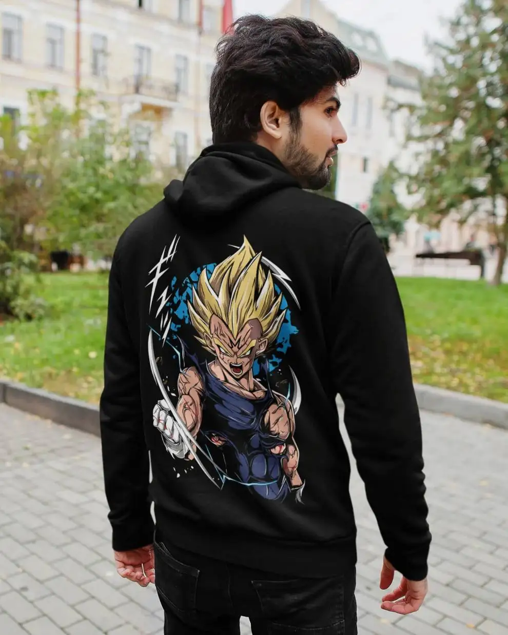 بلوفر بغطاء للرأس للرجال من Dragon Ball سوبر سايان جوكو مطبوع عليه قطن ملابس الشارع الشهير فضفاض مناسب للجنسين بتصميم جرافيك أنيمي Lightning Aura #2