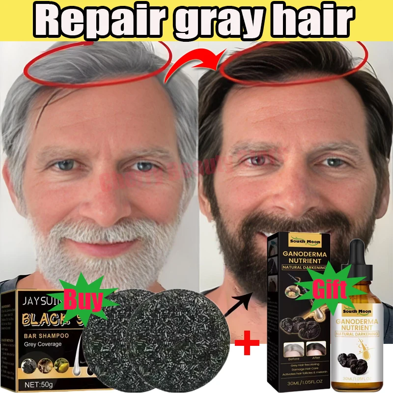 Magic White Hair to Black Shampoo Dye Soap Natural Color Soap Restore Gray Beard Cover Gray Hair Dye Hair Fixing Shampoo Bar