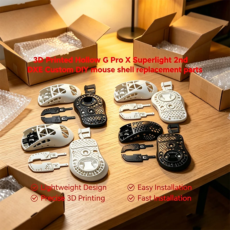For G Pro X Superlight 2nd 3rd Gen DXE Universal 3D Printed Hollow-Out Lightweight Custom DIY Mouse Shell Replacement Accessory