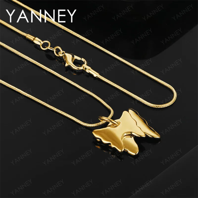 

925 Sterling Silver 18K Gold 16-30 Inch Double Layer Butterfly Pendant Necklace Fashion Women's Accessories Jewelry Wedding