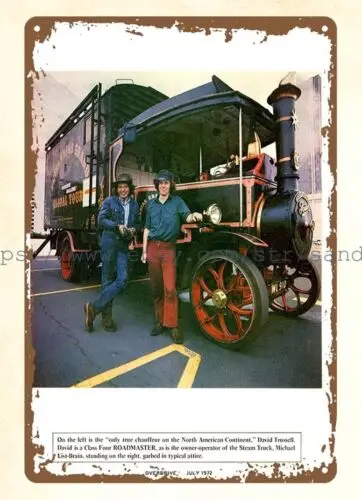 1972 Overdrive trucker trucking magazine cover steam truck metal tin sign