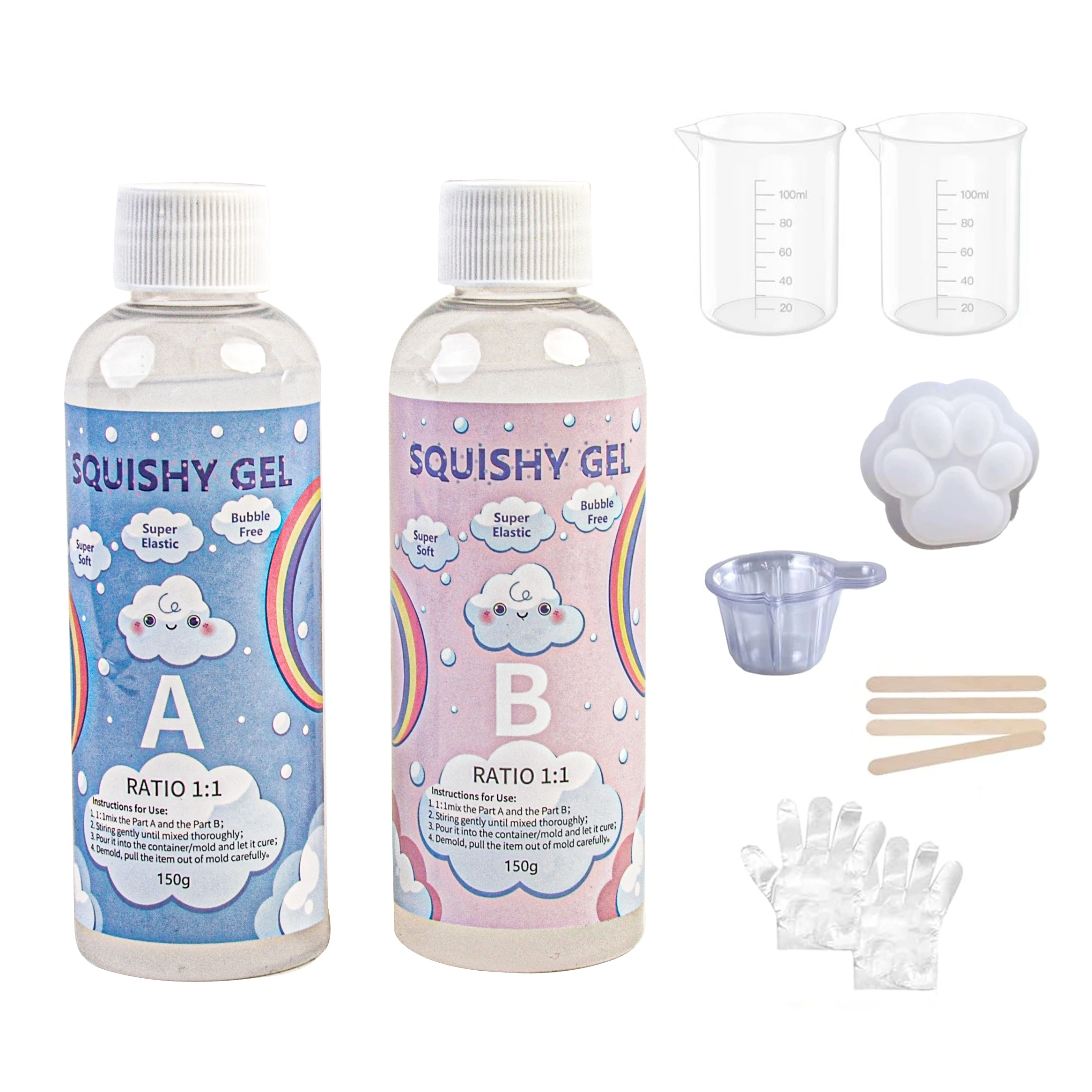 

10OZ Liquid Silicone for Squishy Kit Fast Cure for Cat Paw Casting, Cups, Gloves Stress Relief Molding DIY Craft for Enthusiasts