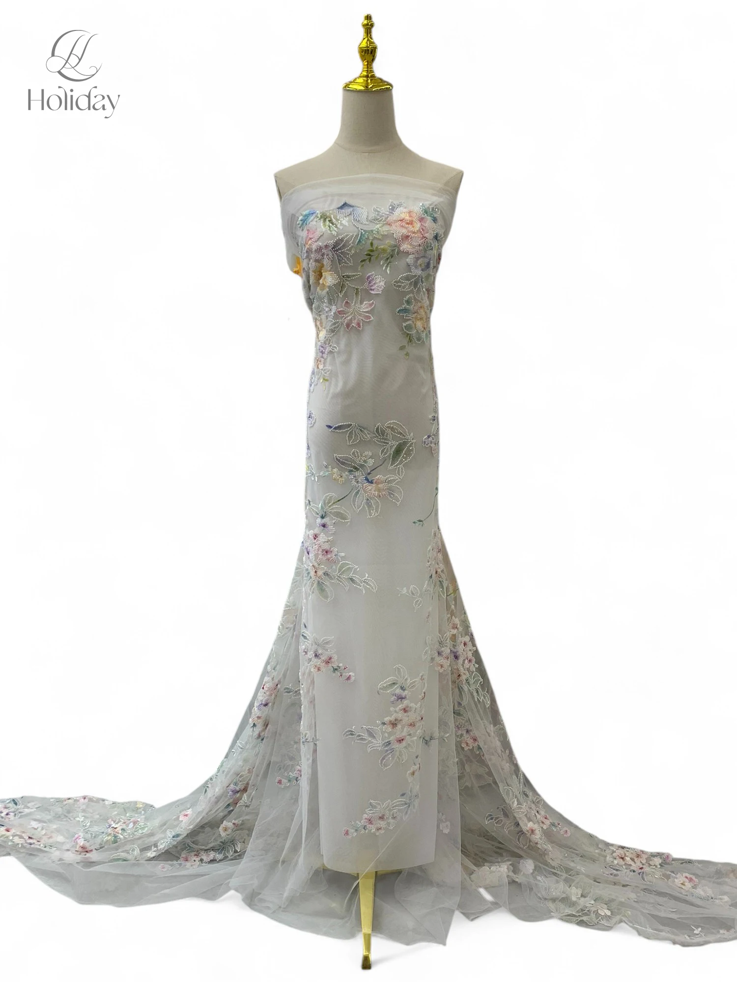 Factory Direct High-Quality Beaded Fabric with Sequins & Pearls - Wholesale Multi-Color Embroidered Material for Dress Making