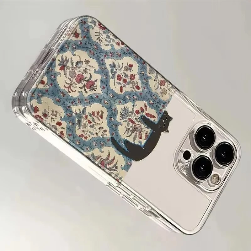 Retro Black Cat Pattern Vintage Phone Case For iPhone 18 17 16 15 14 13 12 11 Pro MAX XR XS 17air 7 8 Plus 16e Transparent Cover view 5