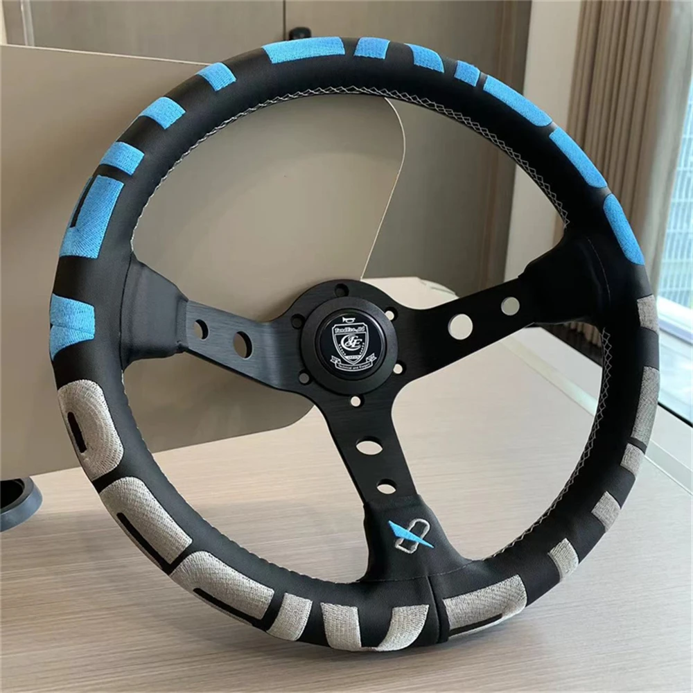 

VERTEX 13Inch Racing Steering Wheel Aluminum Alloy Deep Corn Microfiber Leather Dish Sport Drifting Steering Wheels