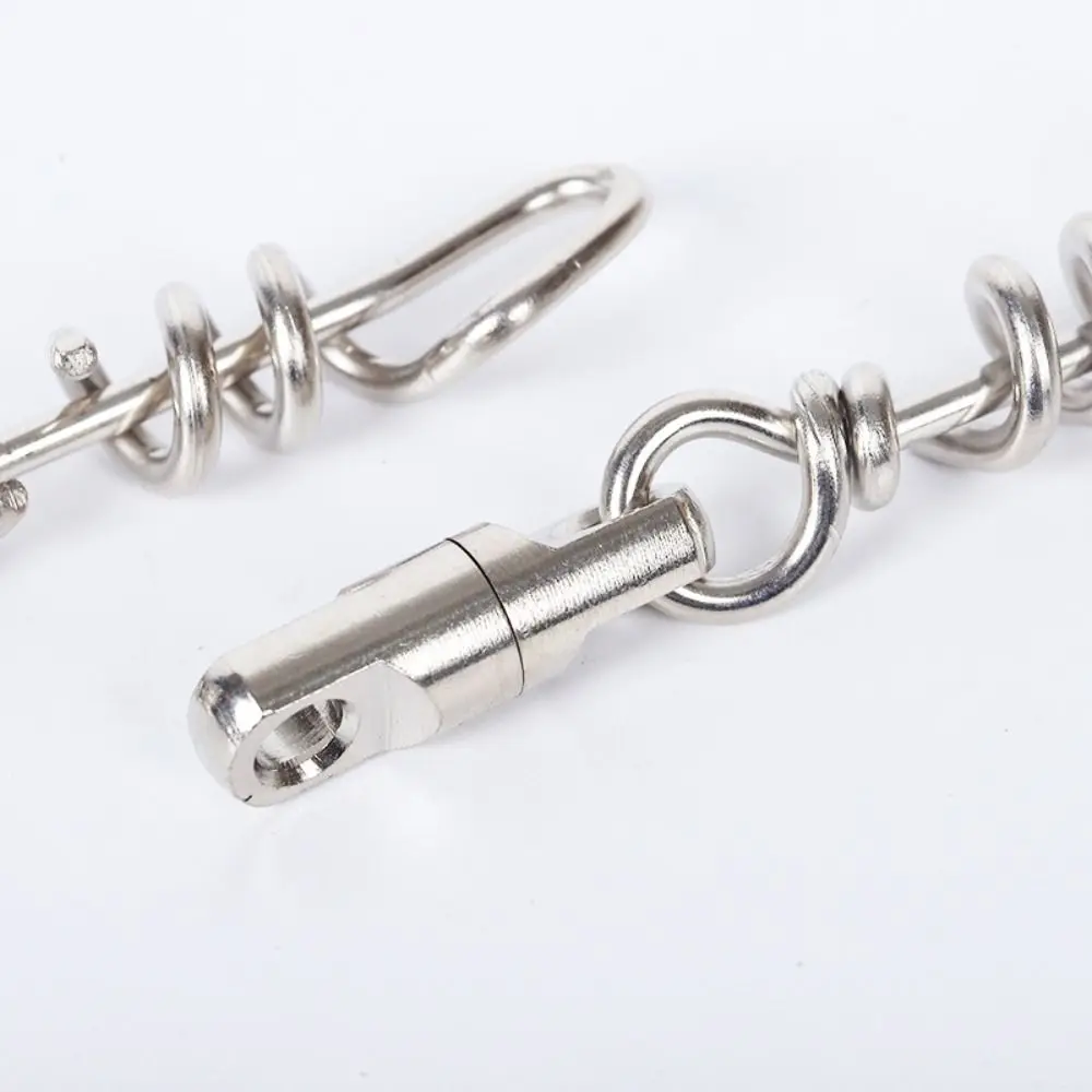 

5PCS New Copper Fishing Corkscrew Swivel Snaps Silver Stainless Steel Saltwater Fishing Swivels High Strength Lure Connector