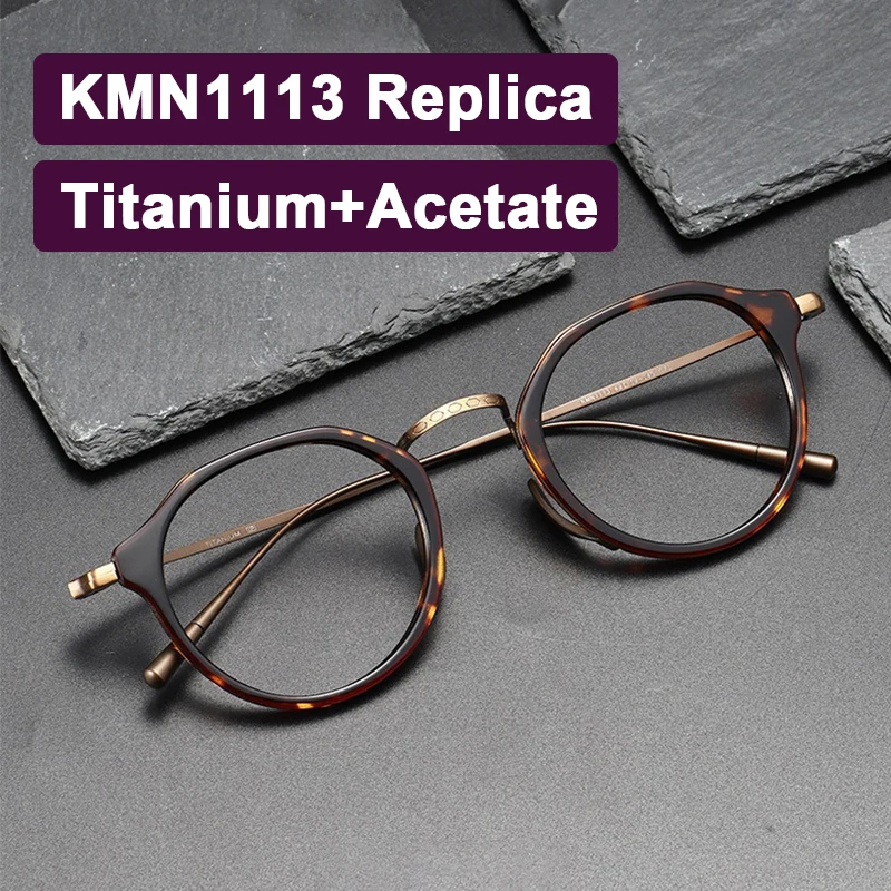 

Japanese Brand Replication Acetate Titanium Glasses Frame Retro Luxury Round Eyeglasses Men Woman Irregular Fashion Eyewear