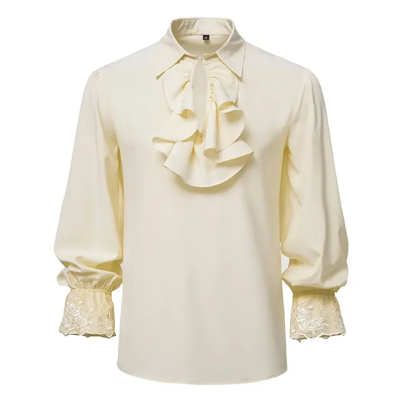 Men's Gothic Shirt Ruffles Medieval Clothing Party Dress Halloween Costume Blouses for Men Steampunk Victoriano Hombre Shirts