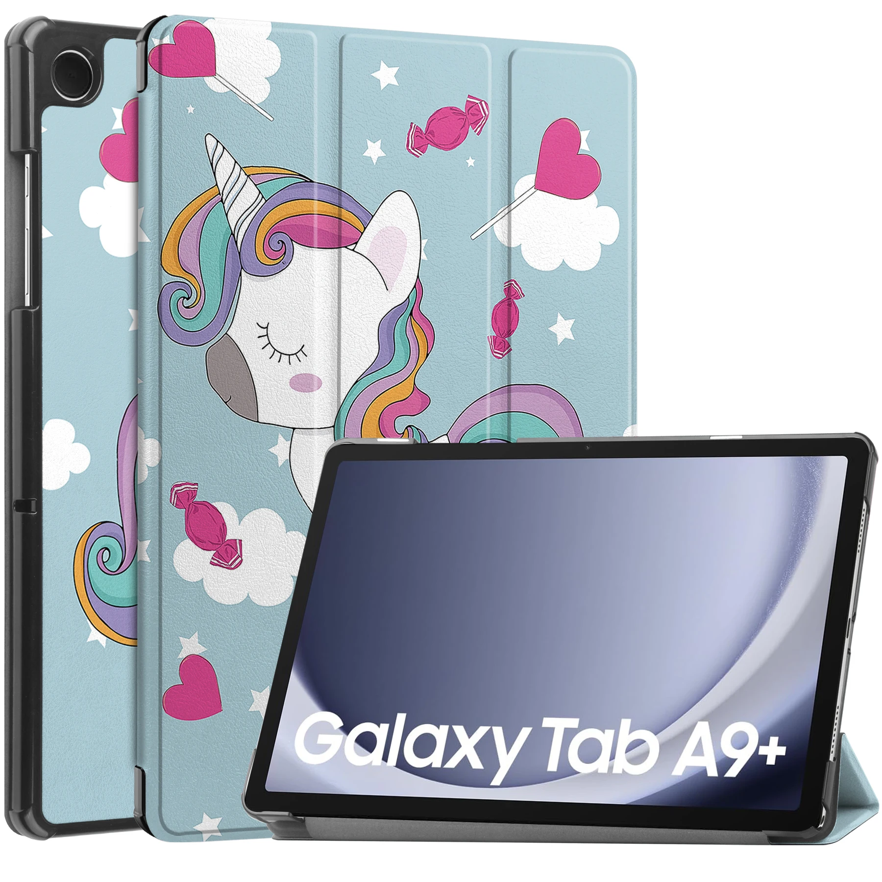 

Чехол для Samsung Galaxy Tab A9 Plus 11 дюймов для SM-X210 SM-X216B Funda SM-X218U, магнитный тройной чехол-подставка из искусственной кожи