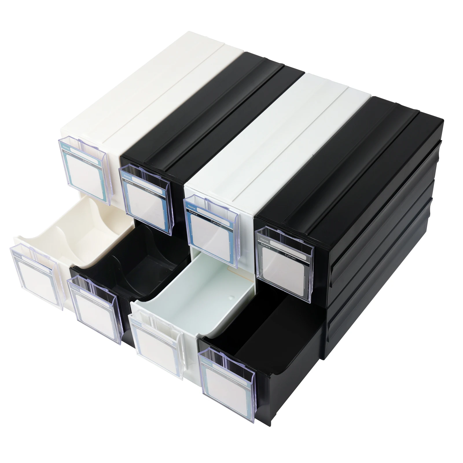 20 Pcs/Set Eyeglass Lens Storage Box Heavy Duty PVC Optical Lens Organizer Case Black & White Optional with Slot / Without Slot