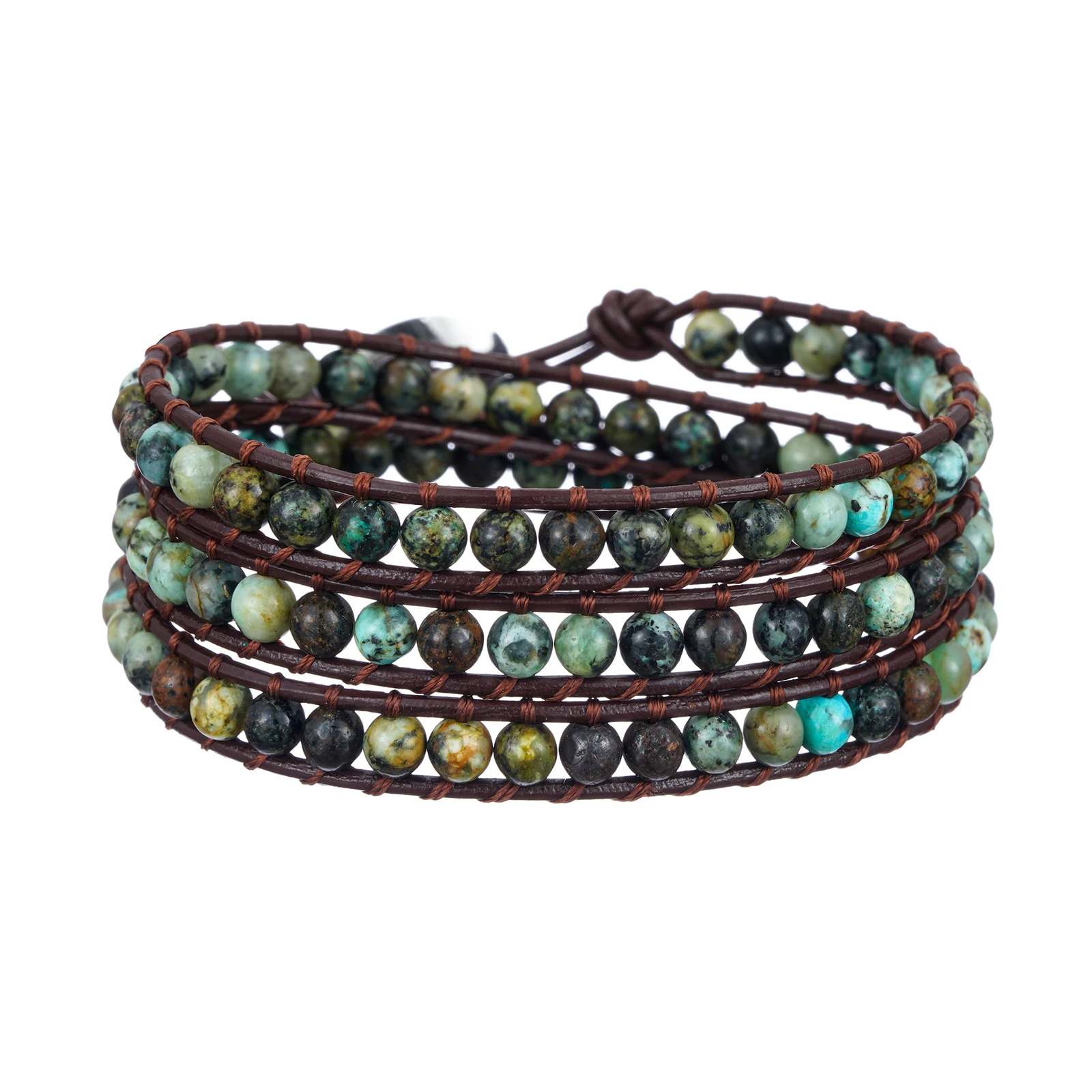 Boho Natural 4mm African Turquoise Beads Stone 3 Wraps Bracelet Jewelry for Women Men Drop Shipping for Men and Women