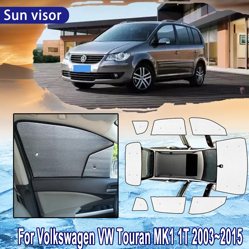 Car Sun Shade For Volkswagen VW Touran MK1 1T 2003~2015 2013 Car Full Coverage Sunshade Windshield Side Window Sunshade Cooling