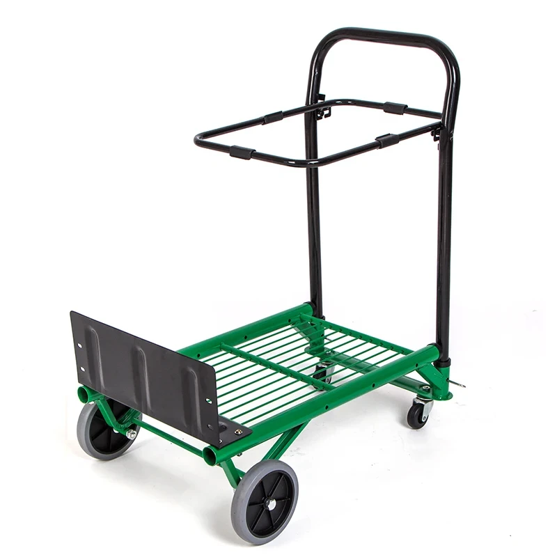 Flatbed trolley Folding portable pallet truck Load 90kg small trailer Garbage recycling trolley TPR big wheel