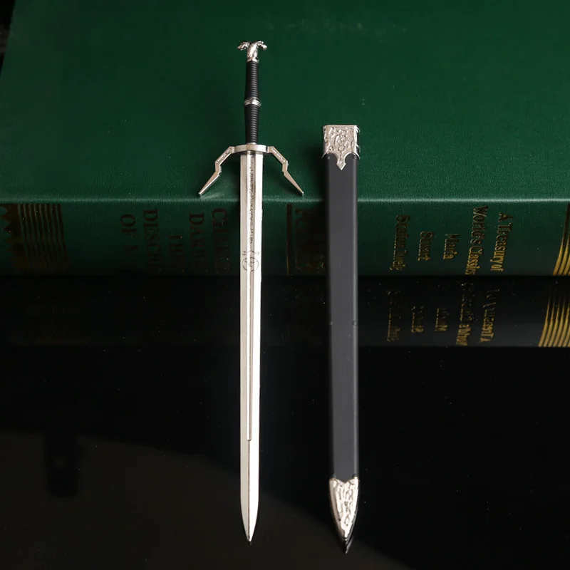 22cm Silver Sword The Geralt Witcher Wild Hunt Game Peripheral Medieval Metal Weapon Model Ornament Decoration Crafts Collection