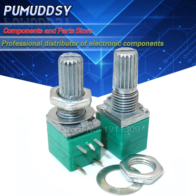 5PCS RV097NS 10K single linked potentiometer B10K with a switch audio 5pin shaft 15mm amplifier sealing potentiometer