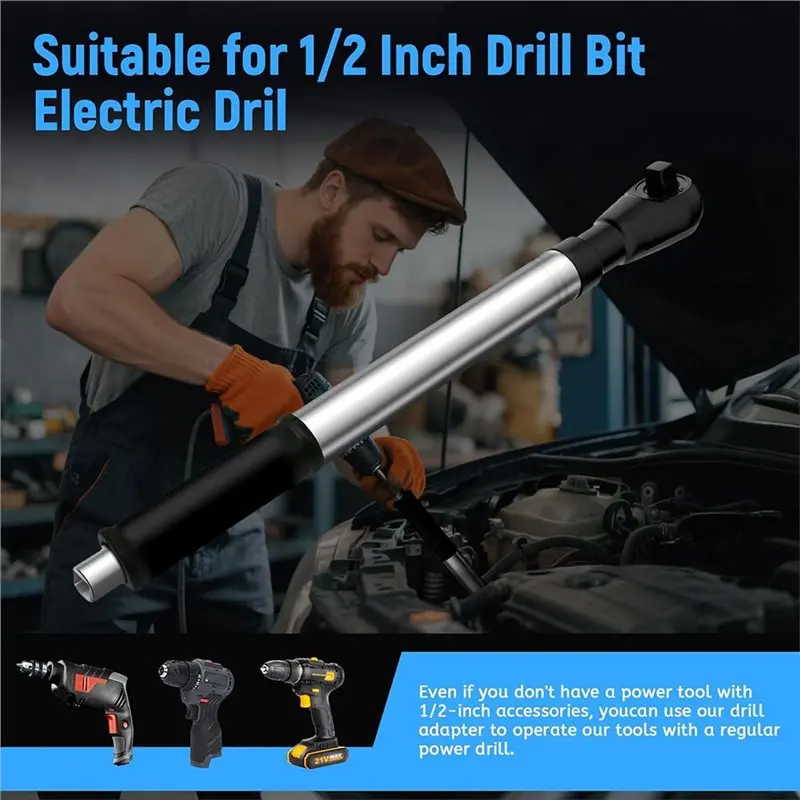 HLZS-Ratchet Wrench 72 Tooth Offset Impact Extension Bar 1/2 Drive