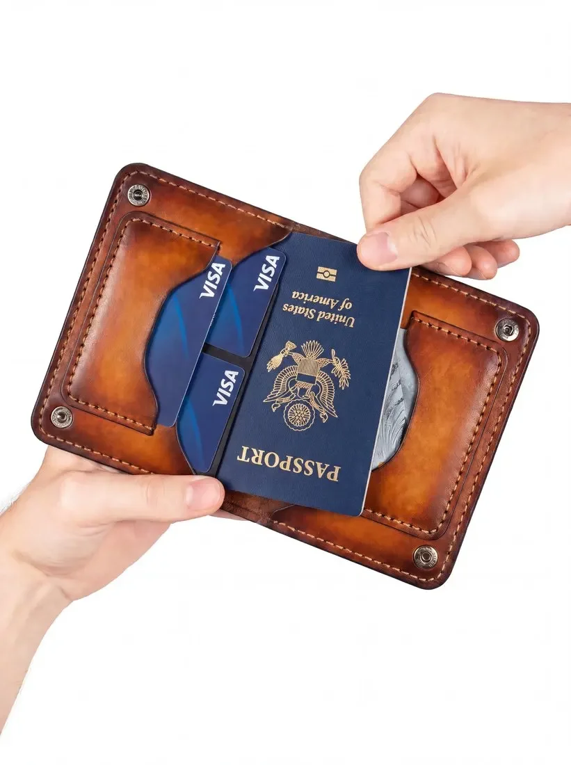 HANMIIS Vintage Genuine Leather Passport & Multi-Card Wallet | Handcrafted Travel Organizer & Premium Gift