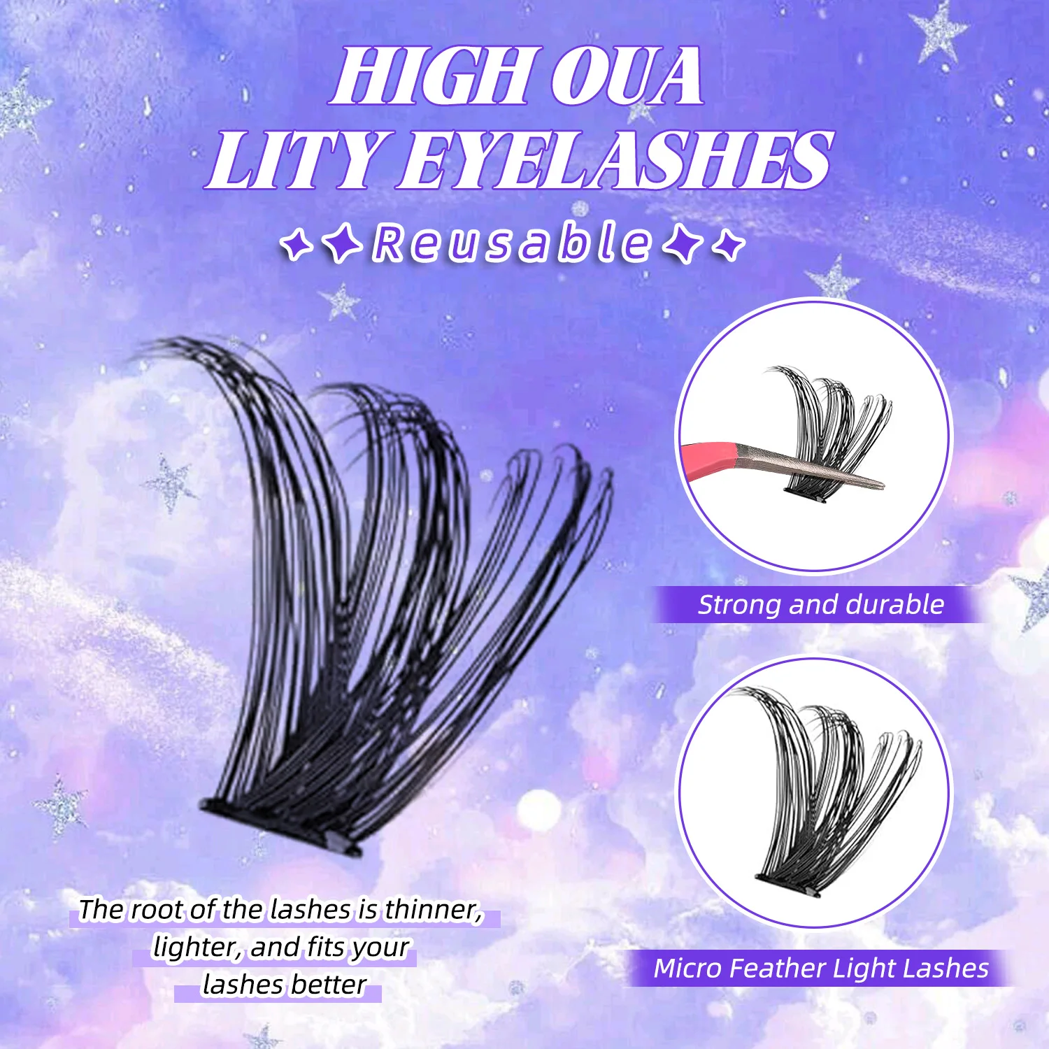 200PCS D Curl Eyelash Cluster Set with 30D40D80D and 80D Spiky Style Natural Wispy Volume Lashes