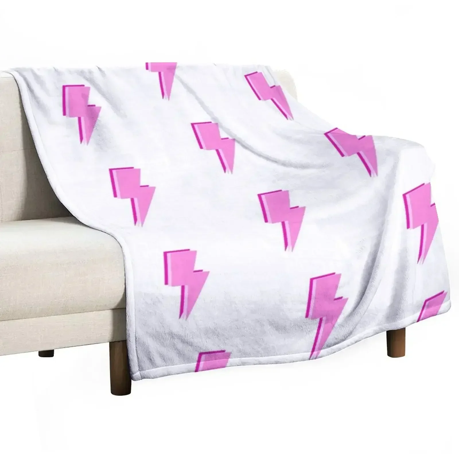 shadow pink lightning bolt Throw Blanket Flannel Hairy Warm Weighted Decoratives warm winter Blankets
