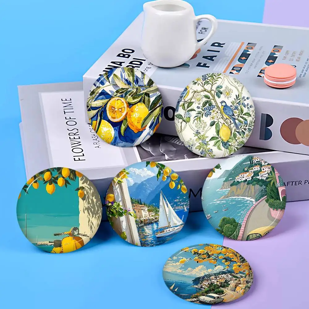 Mediterranean Lemon cartoon Customizable Soft Button Pin For Women Creative Jewelry Funny Badge Cartoon Lover Hat