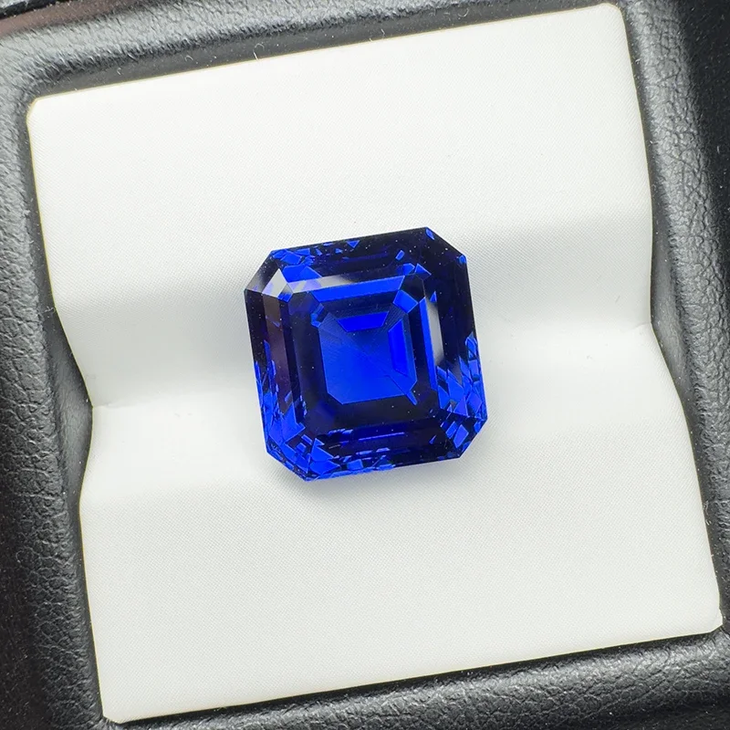 Lab Grown Sapphire Royal Blue Asscher Cut 12x12mm 12.7ct VVS1 Edelsteen voor Diy Sieraden Maken met AGL Certificaat