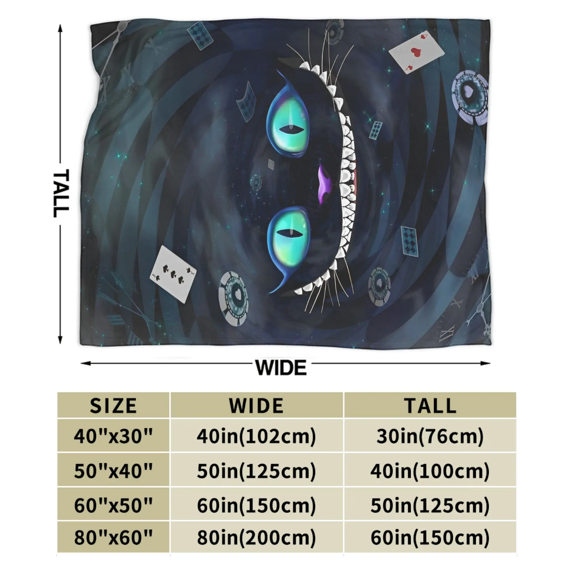 Cartoon Alice in Wonderland Cheshire Cat Flannel Blankets  Funny Throw Blanket for  Sofa Bedding Lounge 150*125cm Rug Piece