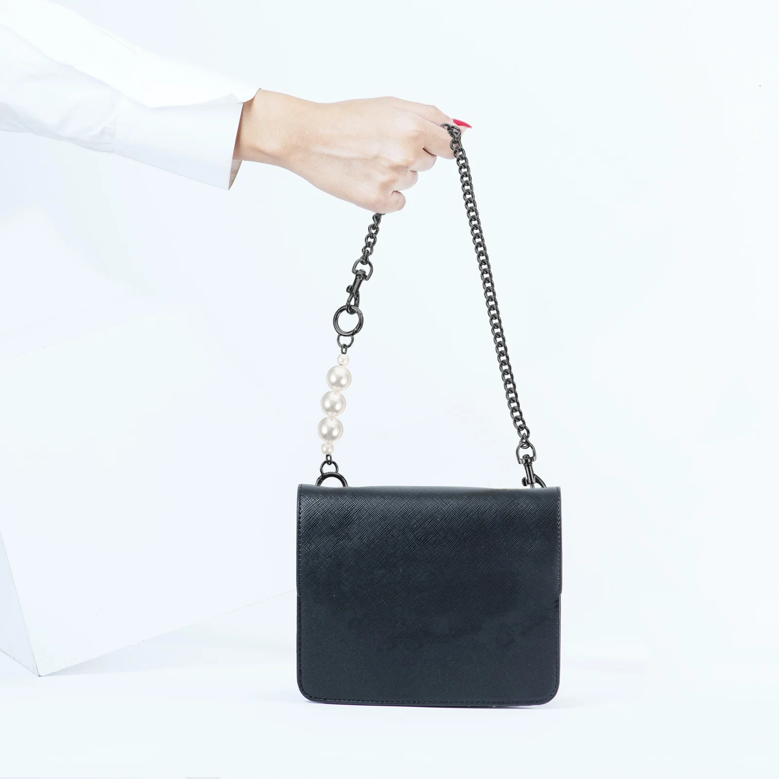 Borsa a mano con design a perla, catena di ricambio, borsa fai da te, cinturino in metallo per pochette a tracolla, accessorio decorativo di moda