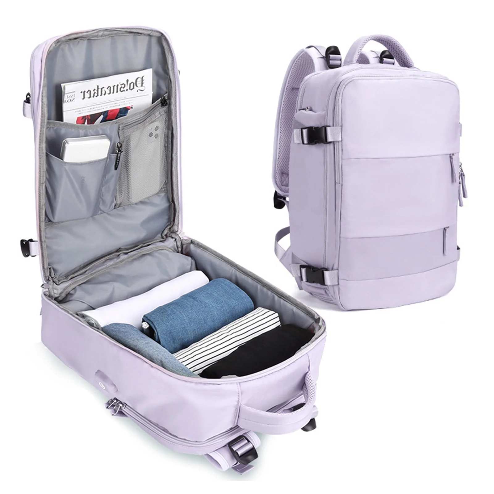 

Large Capacity Wet Dry Classification Backpack w USB Port Separate Shoe Compartment for Traveling Sports and Fitness Waterproof