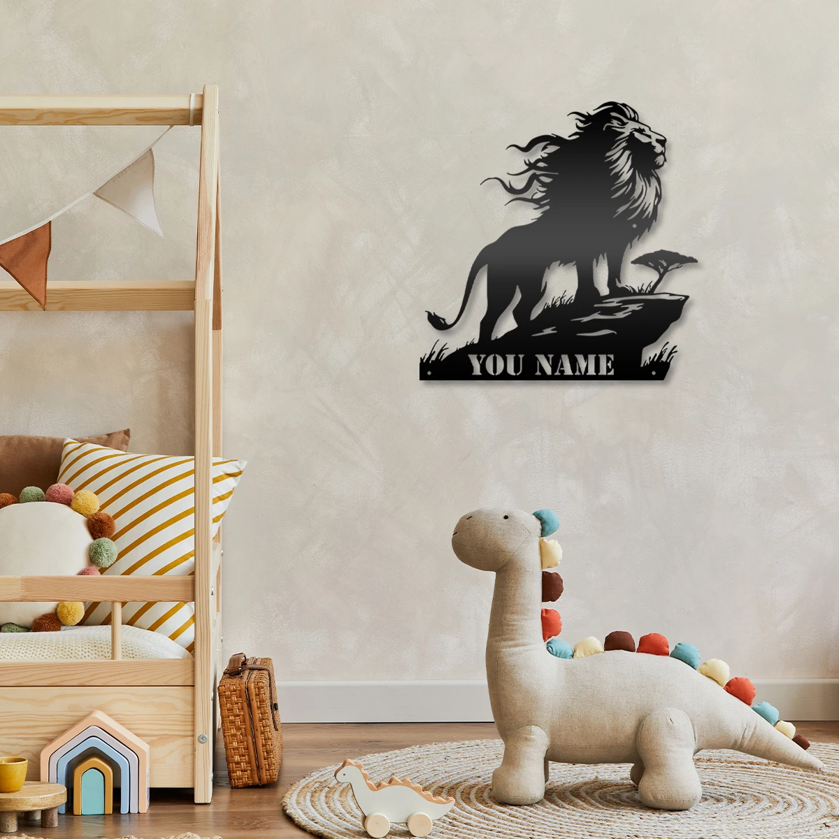 1pc A male lion August Personalized name Metal Wall Signs Iron Wall Plaque For Living Room Decor