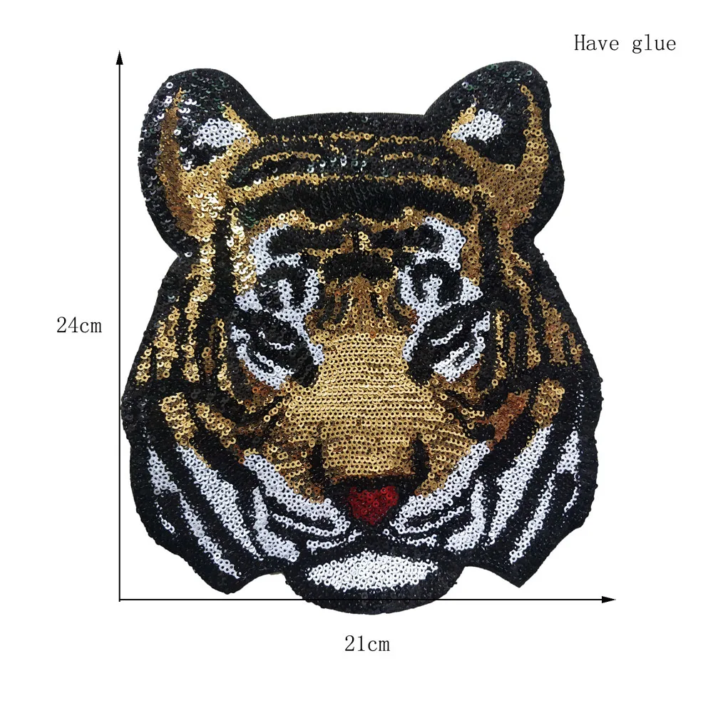 1Pc Tiger Applique Clothing Embroidery Patch Sticker Iron On Craft Sewing Repair 24*21CM