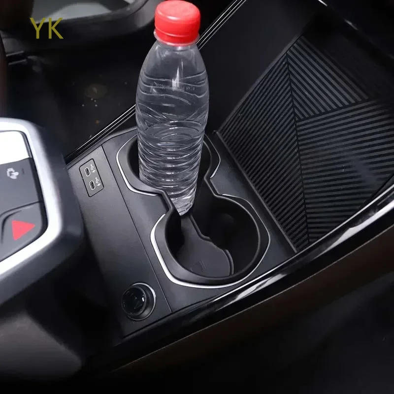 

For BMW X1 IX1 U11 2023-2025 TPE Black Car Center Console Water Cup Holder Storage Box Trim Interior Car Accessories